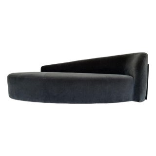 Thomas Pheasant for Baker Modern Dark Gray Mohair Nami Chaise Lounge For Sale