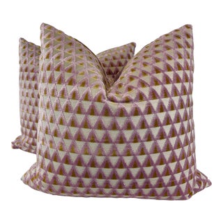 Dedar "Amuleto Velvet" in Pink/Gold 18" Pillows-A Pair For Sale