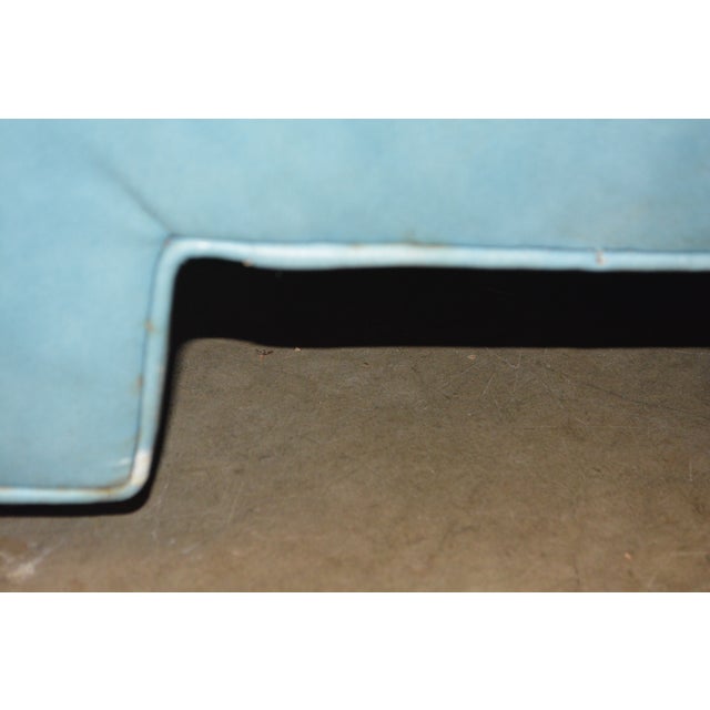 Vintage Drexel Aqua Blue Tufted / Buttoned Leather Chesterfield Loveseat Sofa For Sale - Image 16 of 18