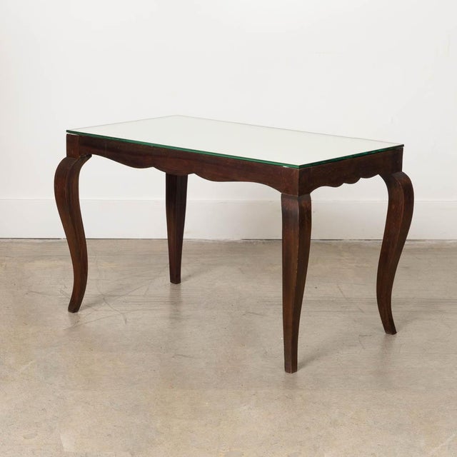 1940s 1940s French Scalloped Wood and Mirror Table For Sale - Image 5 of 11