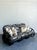 Paul Frankl Vintage Black Rattan Sofa in Quadrille “Royal Journey” For Sale - Image 4 of 18