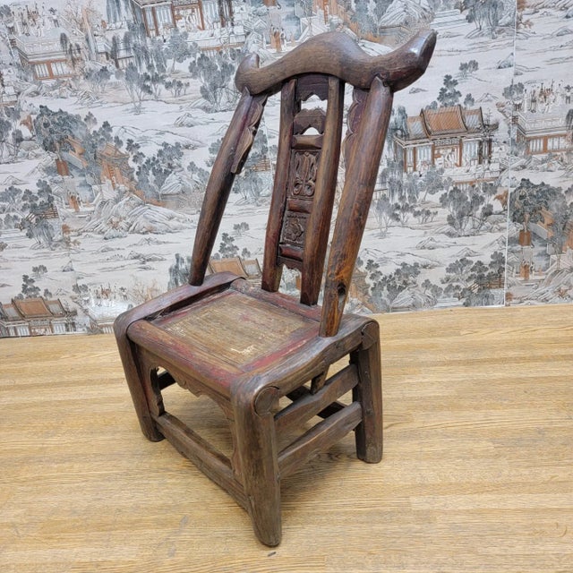 Antique Shanxi Province Hand Carved Elm Chair