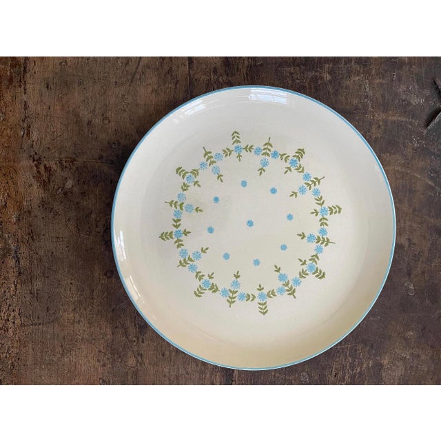 Cornflower Blue Mid 19th Century Round Blue Cornflower Platter by Stetson Creation Scandi Chic For Sale - Image 8 of 8