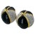 This is a pair of Essex couture designer runway clip-on earrings. The black enamel dome shaped earrings have pavé set...