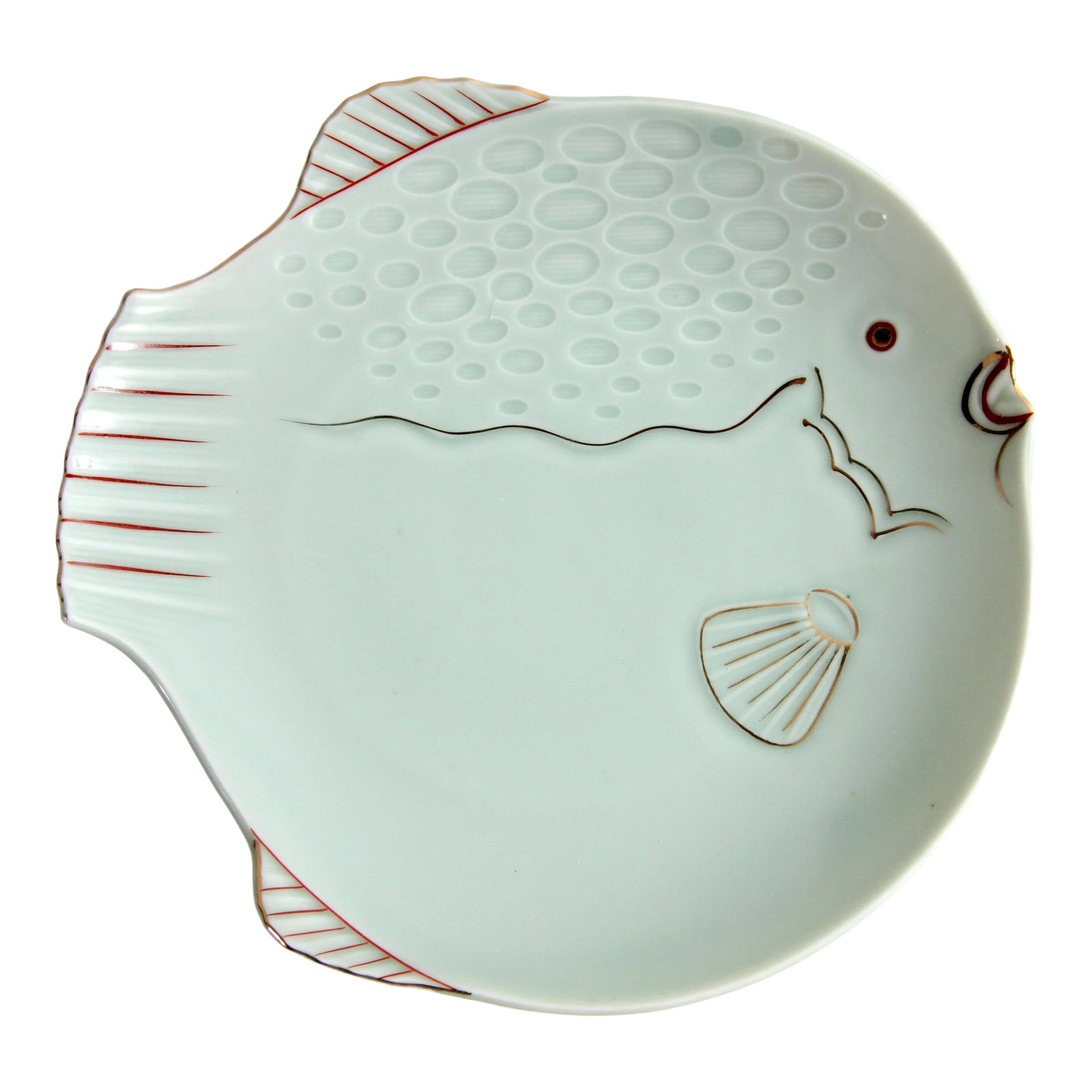 Vintage Mid Century Japanese Fugu Fish Dinner / Sushi Plate