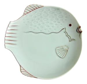 Vintage Mid Century Japanese Fugu Fish Dinner / Sushi Plate