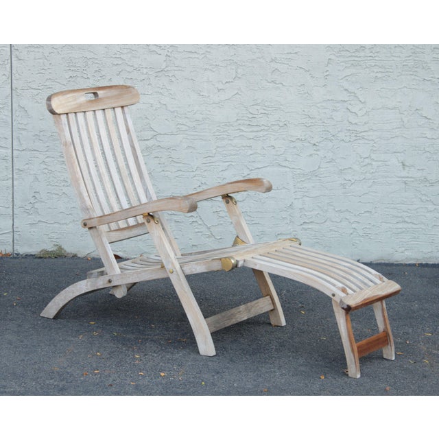 Andrew Teak Folding Steamer Lounge Chair Chairish