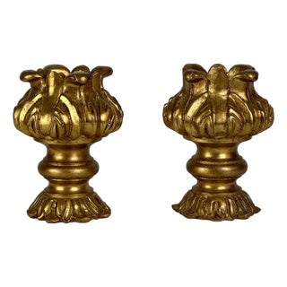 Pair of Vintage Salvaged Italian Gilt Carved Wood Candle Holders For Sale