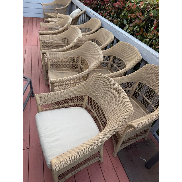 American Brown Jordan Wicker Outdoor Dining Chairs For Sale - Image 3 of 7