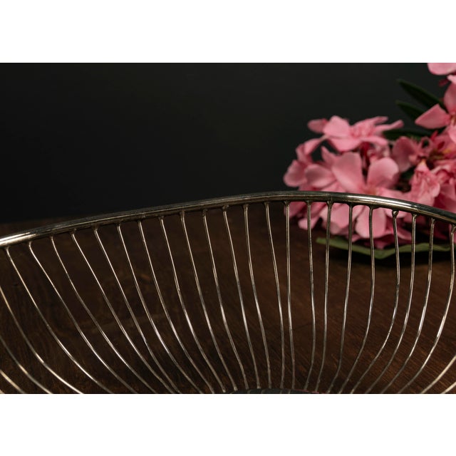 Mid-Century Modern Silver-Plated Wire Basket, 1950s For Sale - Image 6 of 9