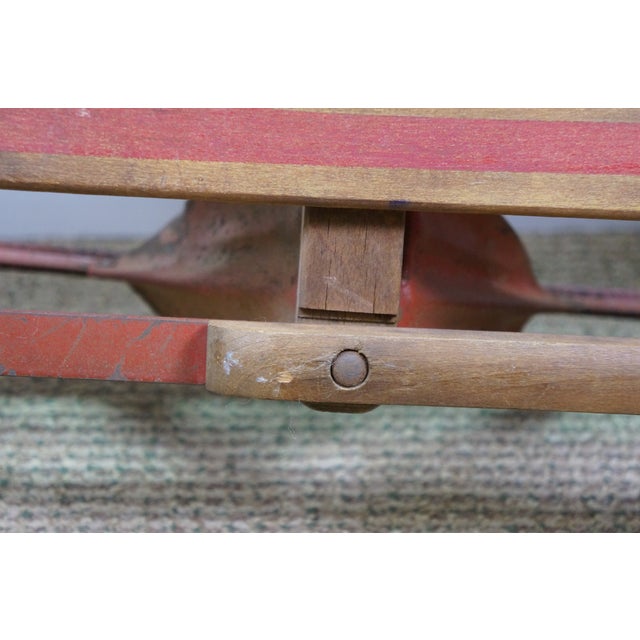 Mid 20th Century Mid Century Royal Racer Oak & Metal Sled Flexible Flyer Style Snow Sleigh For Sale - Image 5 of 18