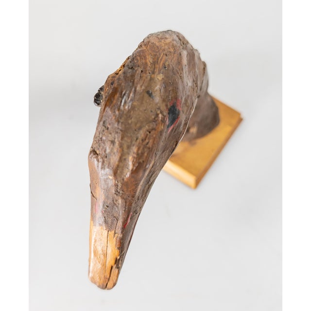 Wood Mid-Century Folk Art Found Driftwood Painted Goose or Duck Head For Sale - Image 7 of 9