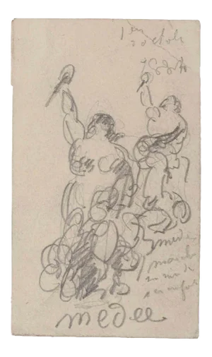 Unknown, Medée, Original Pencil Drawing, Early 20th-Century