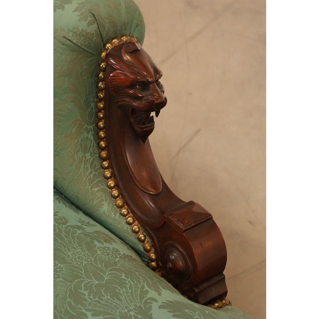 Antique American Renaissance Revival Style Carved Walnut Recamier Chaise Lounge For Sale - Image 13 of 18