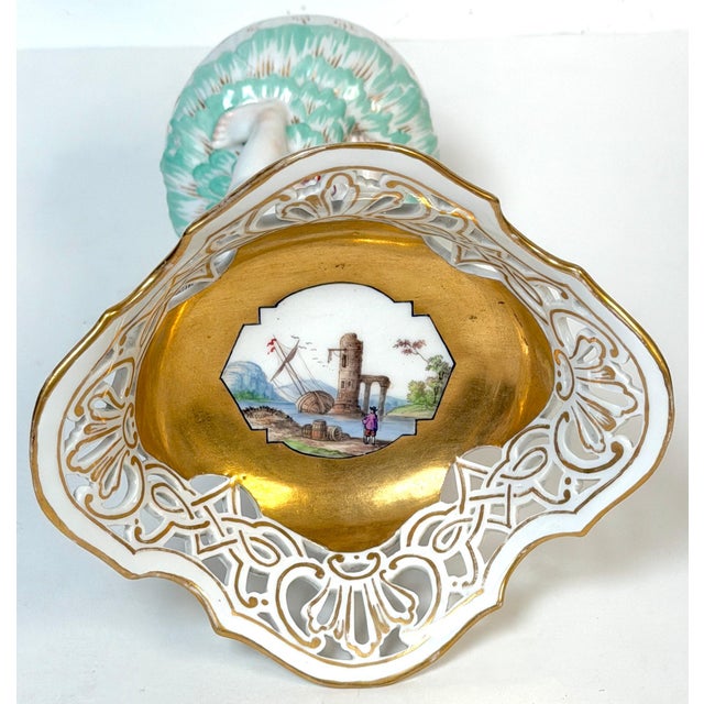 Pair KPM Berlin Rococo Revival Porcelain Figural Tazza, Reticulated Gilt Bowls For Sale - Image 18 of 18