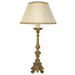 Carved Italian Gilt-Wood Bellini Pricket Table Lamp by Randy Esada Designs