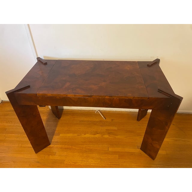 1970s Milo Baughman Style Backgammon Game Console Table For Sale - Image 4 of 13
