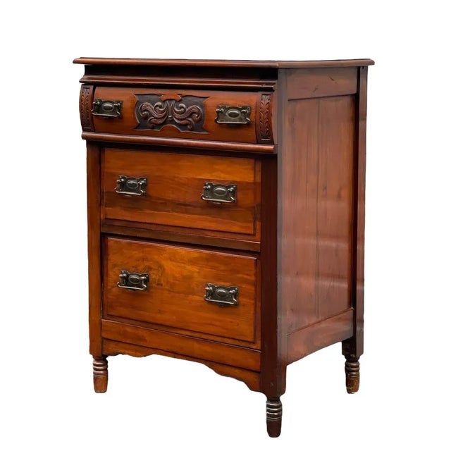 Vintage Victorian Era Dresser with Hand Carved Details and Original Hardware - UK Import, 1890s For Sale - Image 9 of 9