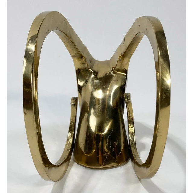 Metal VIntage Brass Rams Head Bookend Decorative Objet For Sale - Image 7 of 7