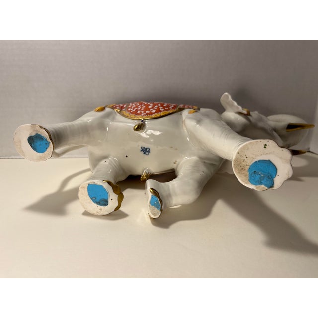 White Vintage Rudolf Kammer Volkstedt Germany Hand Painted Elephant Porcelain Figurine For Sale - Image 8 of 11