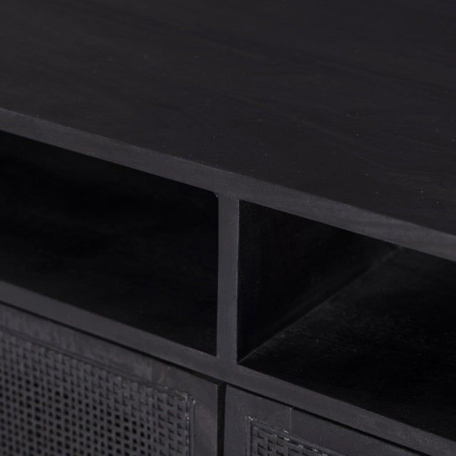 Contemporary Four Hands Carmel Media Console - Black Wash For Sale - Image 3 of 12