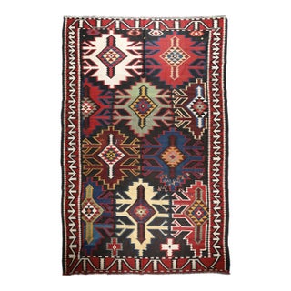 Antique Colorful Handwoven Caucasian Kuba Shirvan Kilim Rug - 6' 1'' X 10' 7'' For Sale