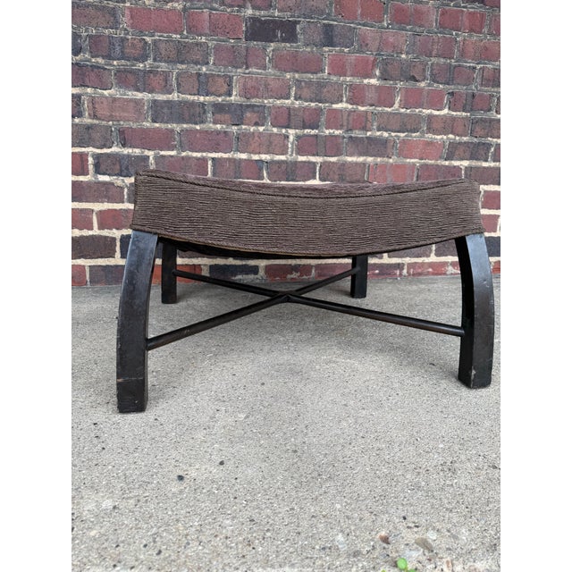 Harvey Probber Rare Harvey Probber Large Ottoman Stool With Curved Bowed Legs and X Stretcher For Sale - Image 4 of 5