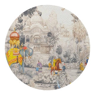 Nicolette Mayer India Scene 16" Round Pebble Placemats, Set of 4 For Sale