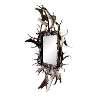 Late 19th Century Large Antler Mirror, Rustic Trophy-Style Wall Mirror For Sale