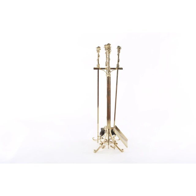 Mid 20th Century European Brass Fireplace Tool Accessories - 5 Pieces For Sale - Image 9 of 10