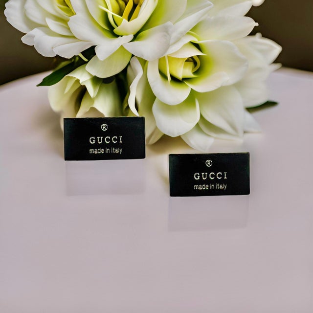 Italian 1990s Pair of Authentic Gucci Estate Mens Cufflinks Sterling Silver For Sale - Image 3 of 7