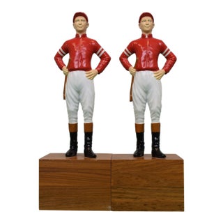 Pair X "21" Club Red Coat Jockey Bookends For Sale