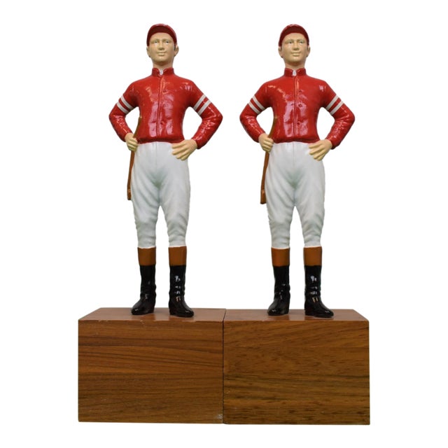 Pair X "21" Club Red Coat Jockey Bookends For Sale
