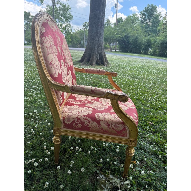 Gilded Louis XVI-Style Armchair For Sale - Image 4 of 12