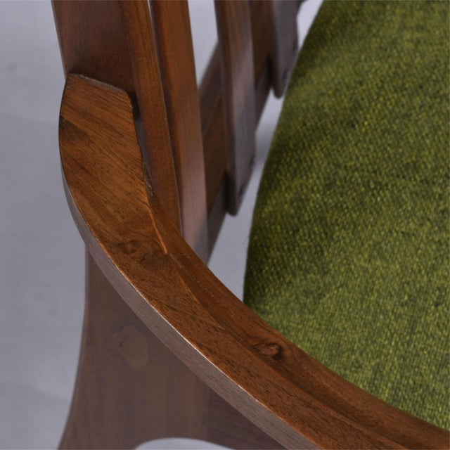 Henry P. Glass High Back Dining Chairs With Original Green Fabric For Sale - Image 9 of 15