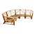Restored MCM Rattan Round Sectional Corner Sofa W/ 3-Strand Waterfall Arms For Sale