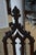 Great looking pair of carved Gothic chairs! A dark wood, almost black in the back & brown seats. Not sure if they are oak....