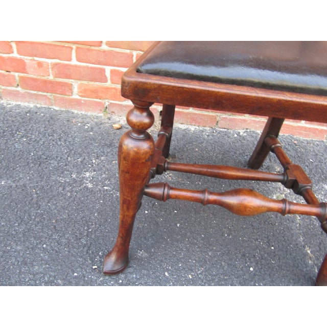 Wood Set 4 Antique English Walnut Dining Chairs 1890s For Sale - Image 7 of 9