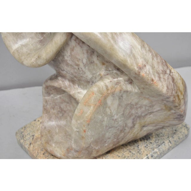 Pink Vintage Seymour Shuren Modernist Pink Carved Marble Abstract Figure Sculpture For Sale - Image 8 of 18