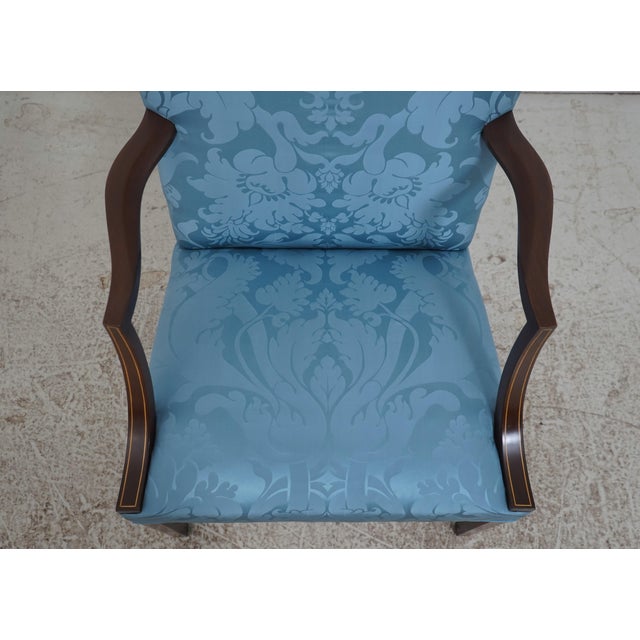 Pair Stickley Cw-13 Colonial Williamsburg Blue Damask Lolling Chairs For Sale In Philadelphia - Image 6 of 18