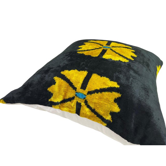 Velvet Silk Cushion Cover with Flower Design, 2000s For Sale - Image 6 of 11