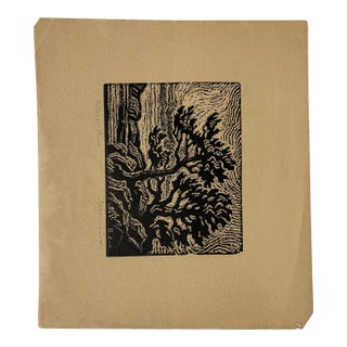 Veteren Pines by Berger Sandzen. 1928 Original Woodcut (Nail Cut) Lithograph. For Sale