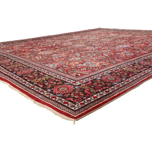 79636 Antique Persian Mahal Rug, 11'01 x 13'07. The Crimson Court: An Antique Persian Mahal Masterpiece of Noble Grandeur...