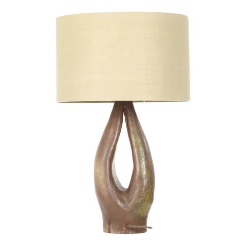 Vintage Lamp in Brown Ceramic, 1950 For Sale