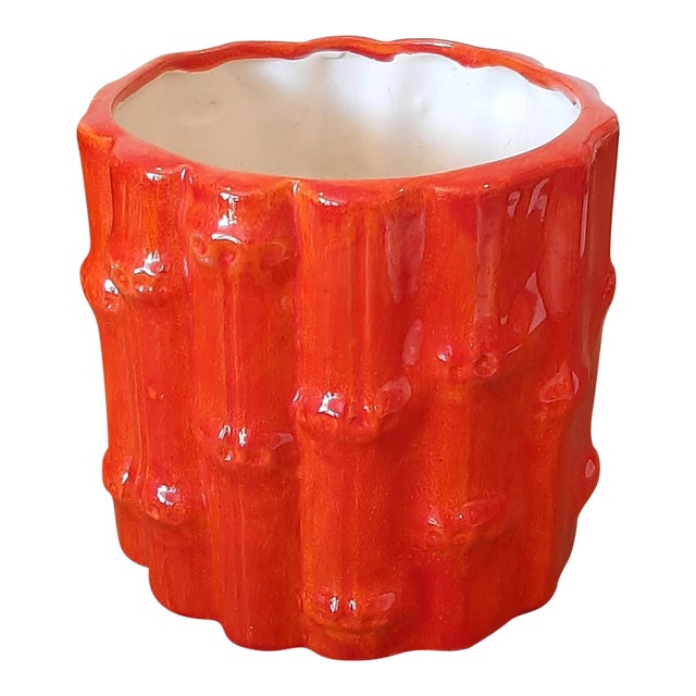 Mid Century Planter Pot Bamboo Design For Sale