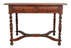 Late 20th Century English Traditional Writing Table With Barley Twist Legs and Cross Stretcher