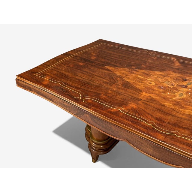 Wood Jules Leleu, French Art Deco, Rosewood, Abalone, Rare Dining Table, France, 1930s For Sale - Image 7 of 18
