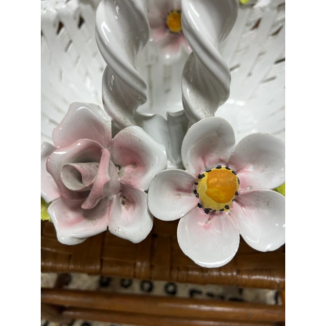 Shabby Chic Vintage Capodimonte Flower Basket For Sale - Image 3 of 9