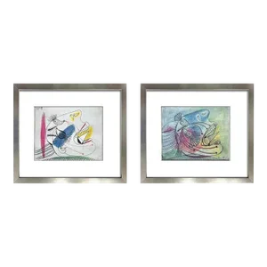 Pablo Picasso Prepatory Guernica Lithograph (2 Pc Set) Limited Edition W/Frame