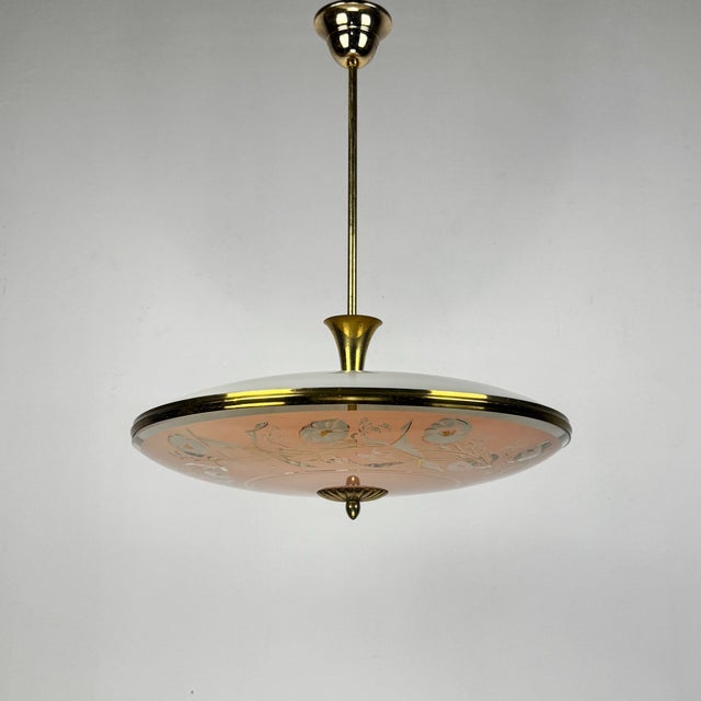 Mid-Century UFO Pendant Light in BRass and Glass by Pietro Chiesa for Fontana Arte, Italy, 1950s For Sale - Image 10 of 10